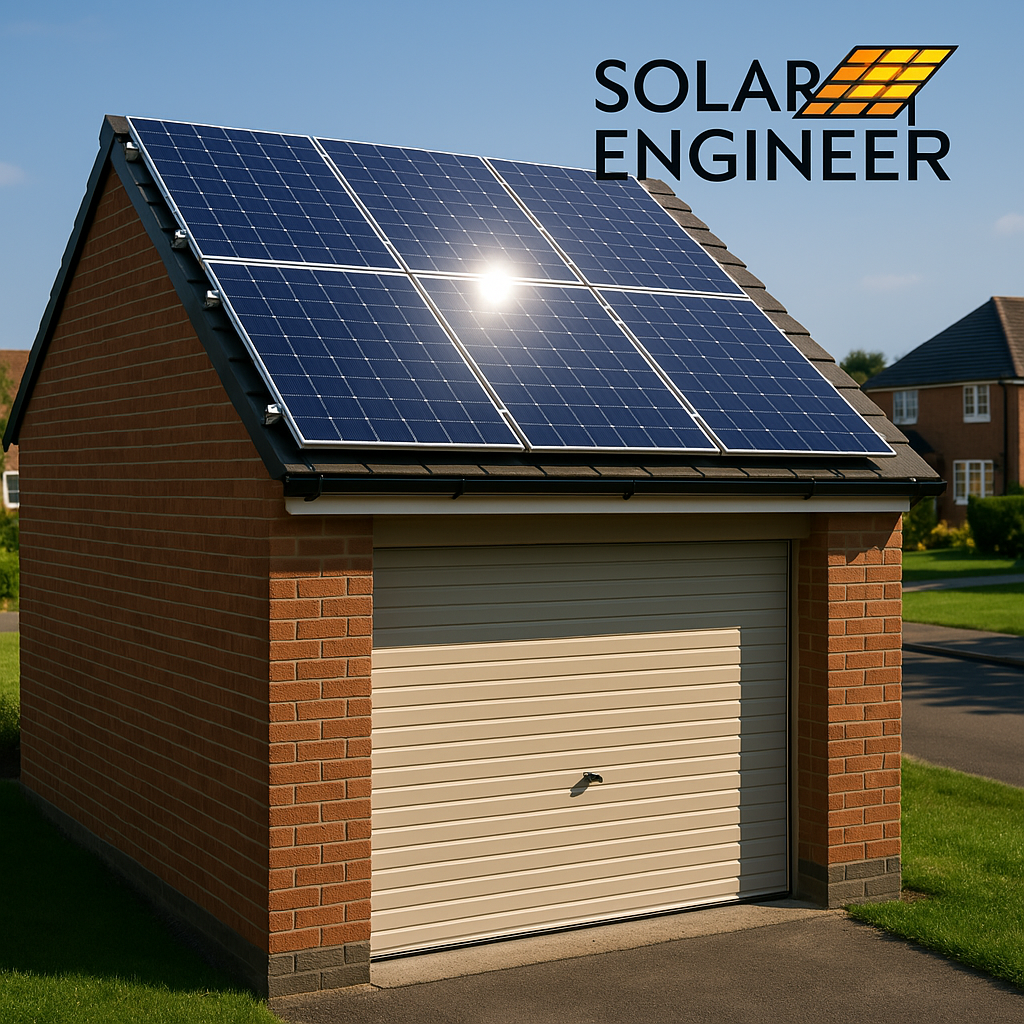Solar panels installed on a residential garage roof
